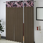 Taupe Grey Abstract Border 250 GSM Polyester 100% Blackout Eyelet Curtain