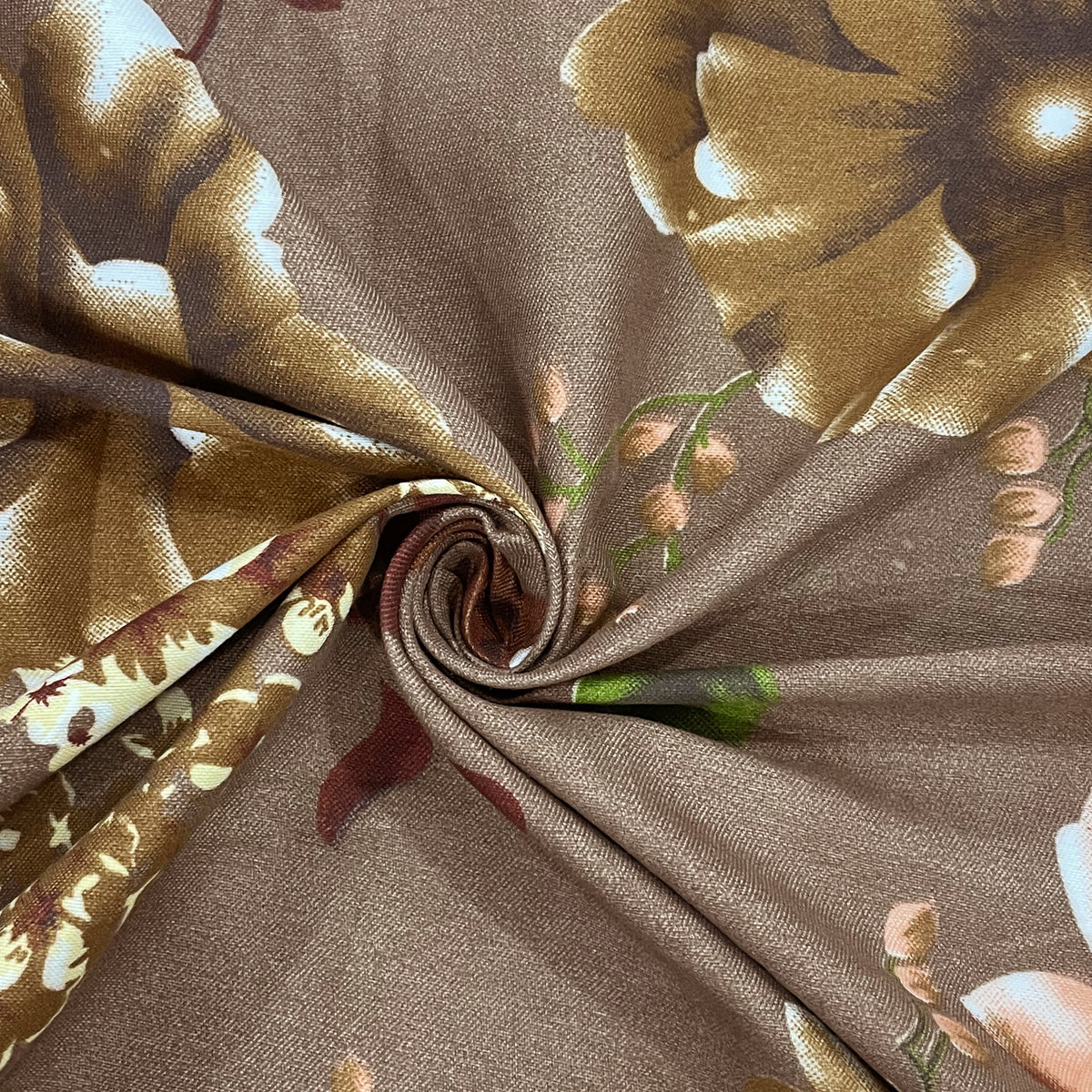 Mocha Vintage Bloom 180 TC Blended Cotton Bedsheet Set with Pillow Cover