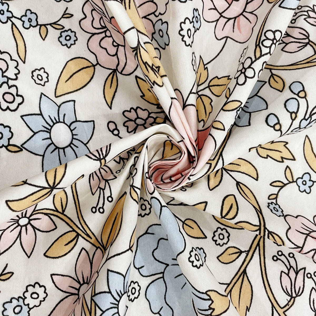 Ivory Pastel Meadow 200 TC Rich Cotton Bedsheet Set with Pillow Cover