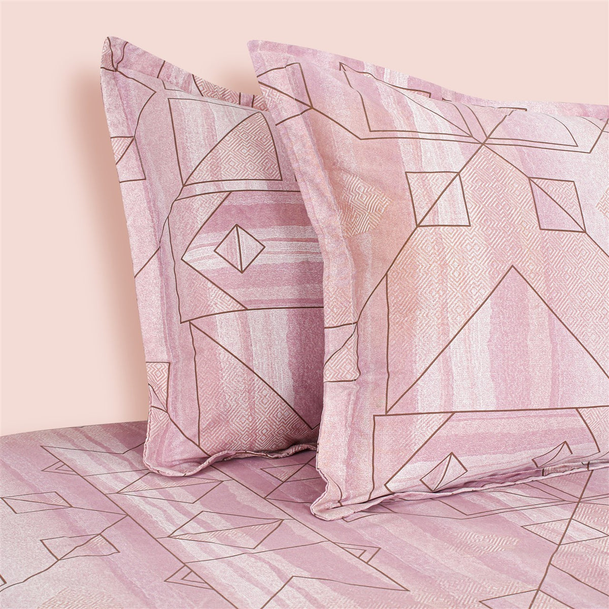 Blush Linear Abstract 200 TC Pure Cotton Bedsheet Set with Pillow Cover