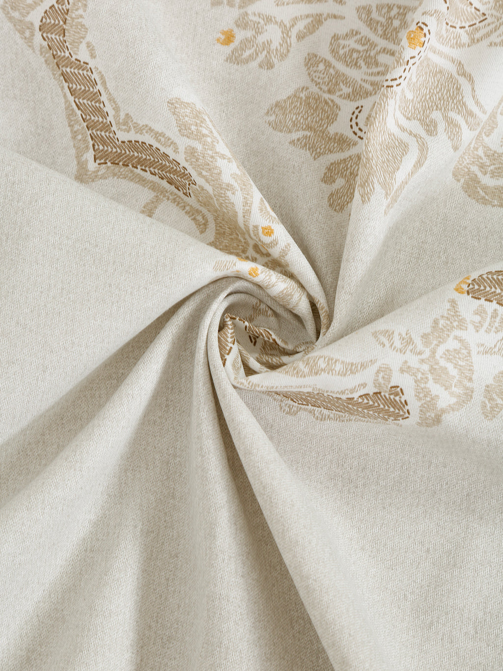 Ivory Champagne Damask 200 TC Pure Cotton Bedsheet Set with Pillow Cover