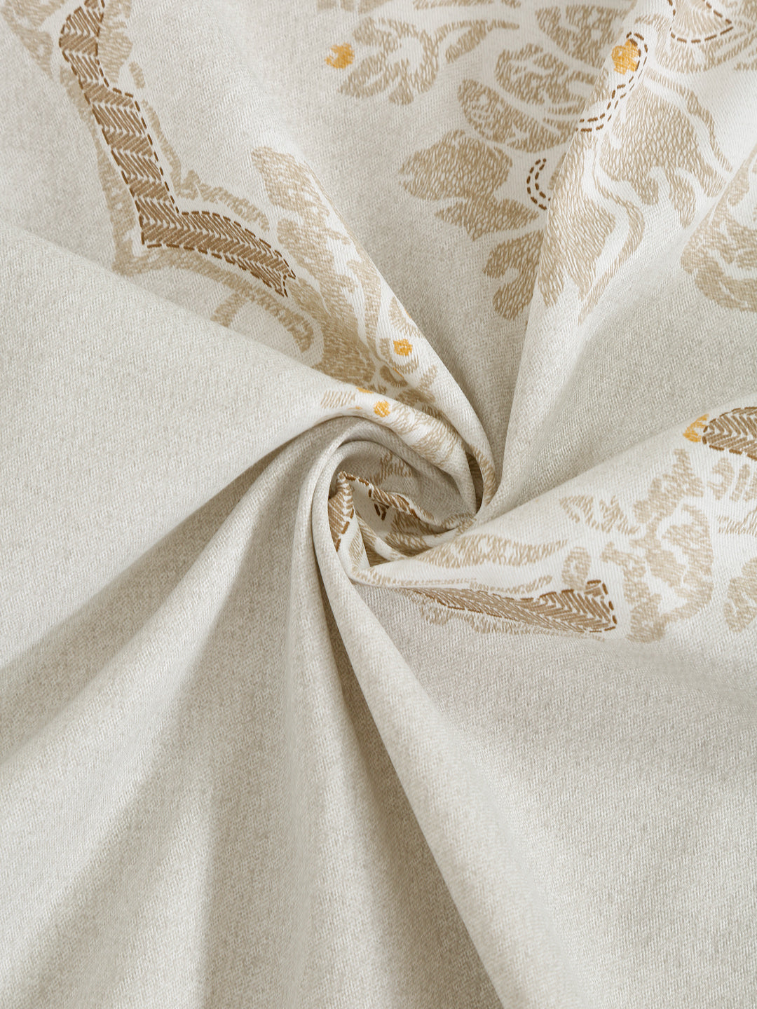 Ivory Champagne Damask 200 TC Pure Cotton Bedsheet Set with Pillow Cover