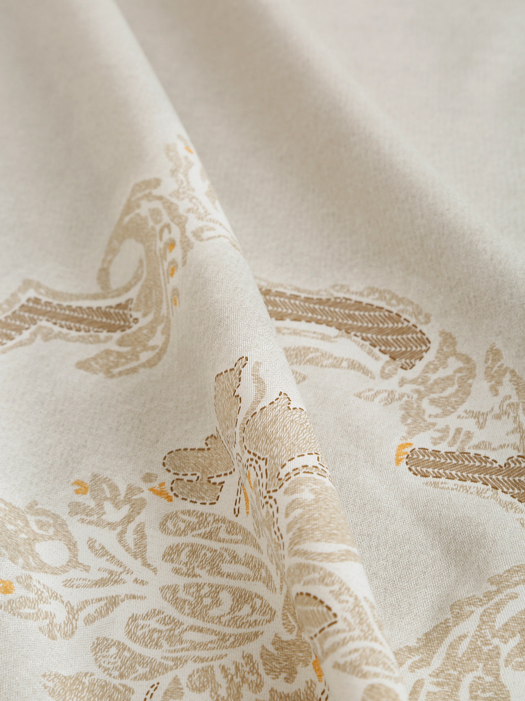 Ivory Champagne Damask 200 TC Pure Cotton Bedsheet Set with Pillow Cover
