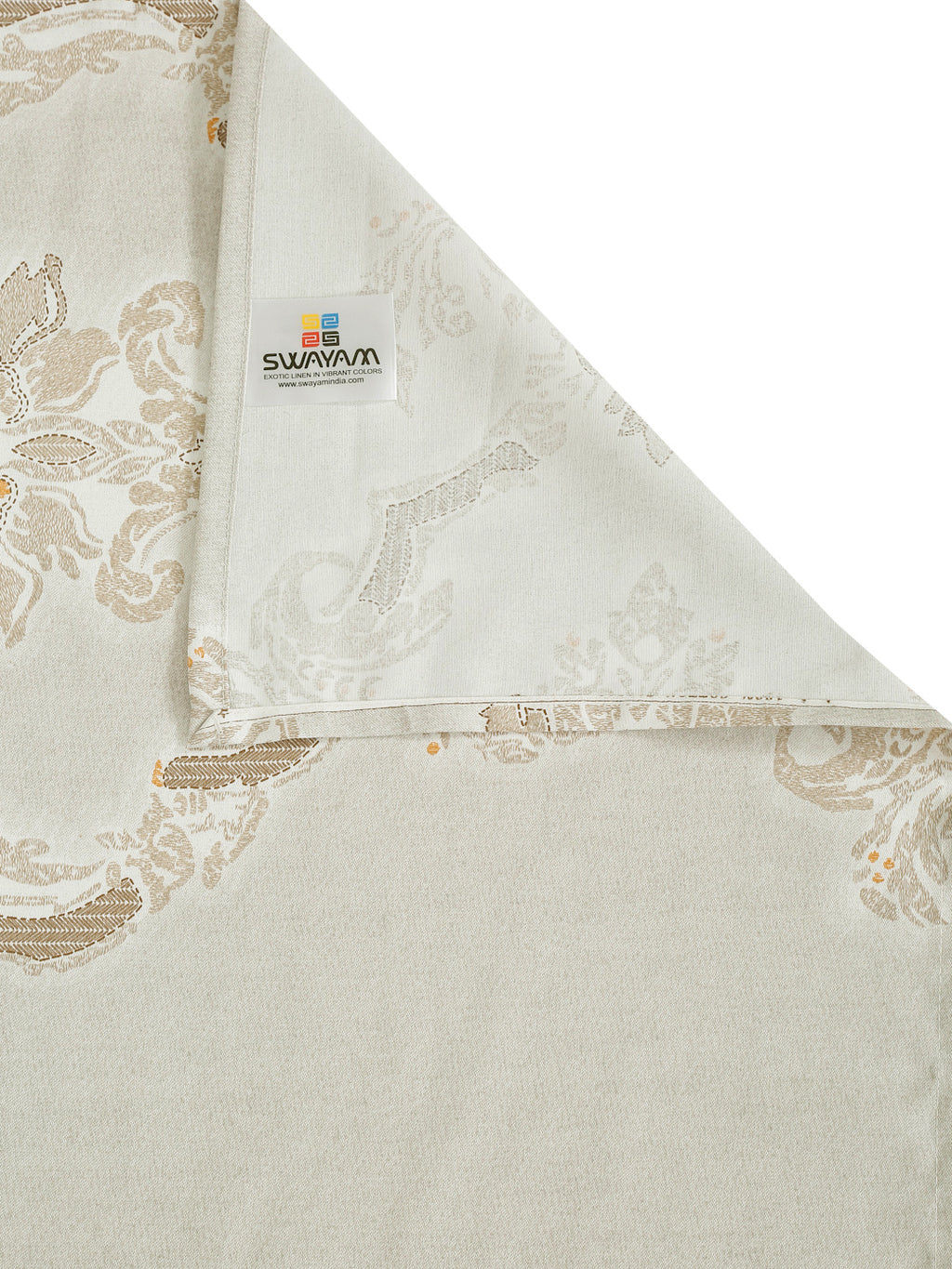Ivory Champagne Damask 200 TC Pure Cotton Bedsheet Set with Pillow Cover