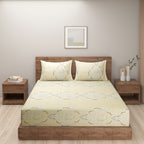 Ivory Damask Elegance 200 TC Pure Cotton Bedsheet Set with Pillow Cover