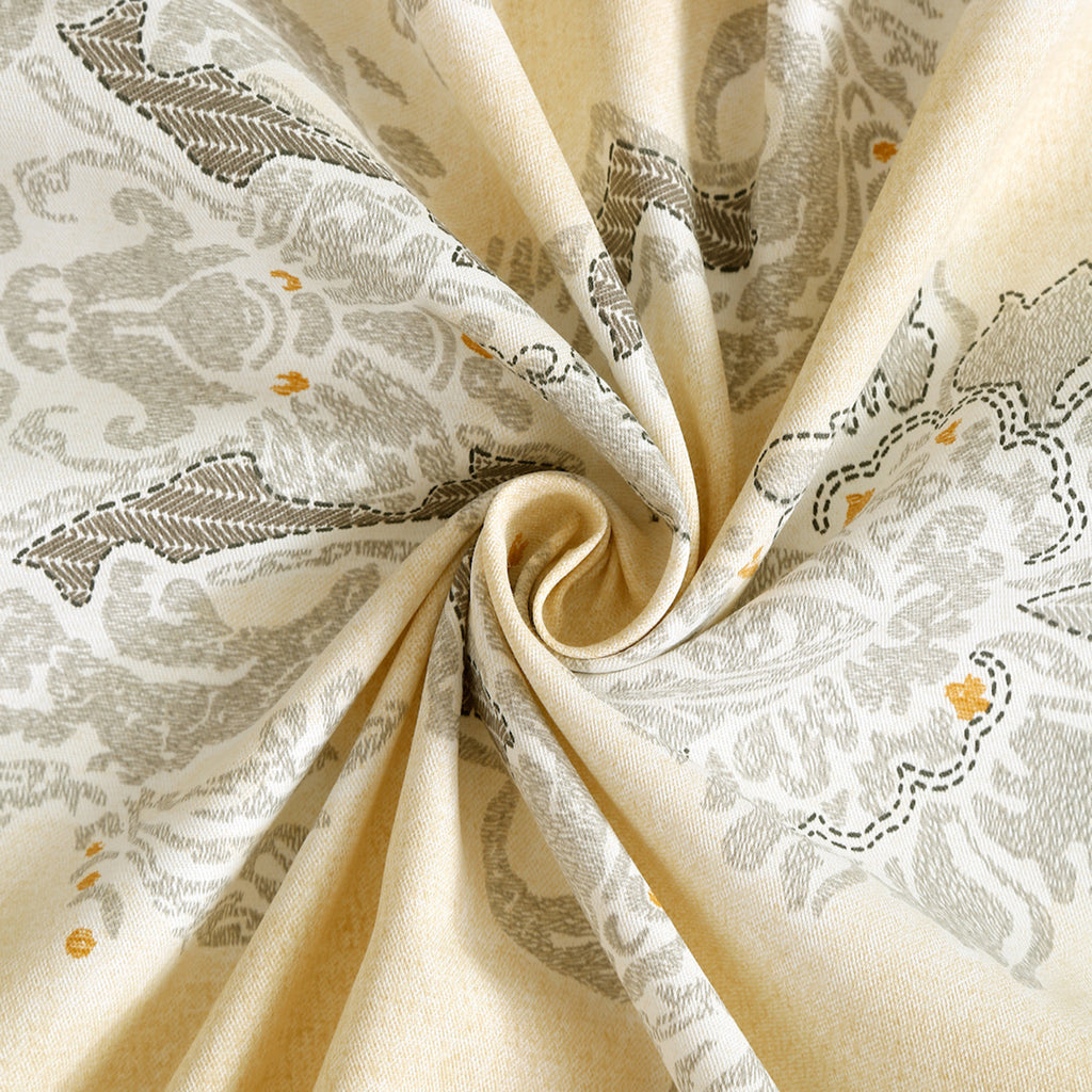 Ivory Damask Elegance 200 TC Pure Cotton Bedsheet Set with Pillow Cover