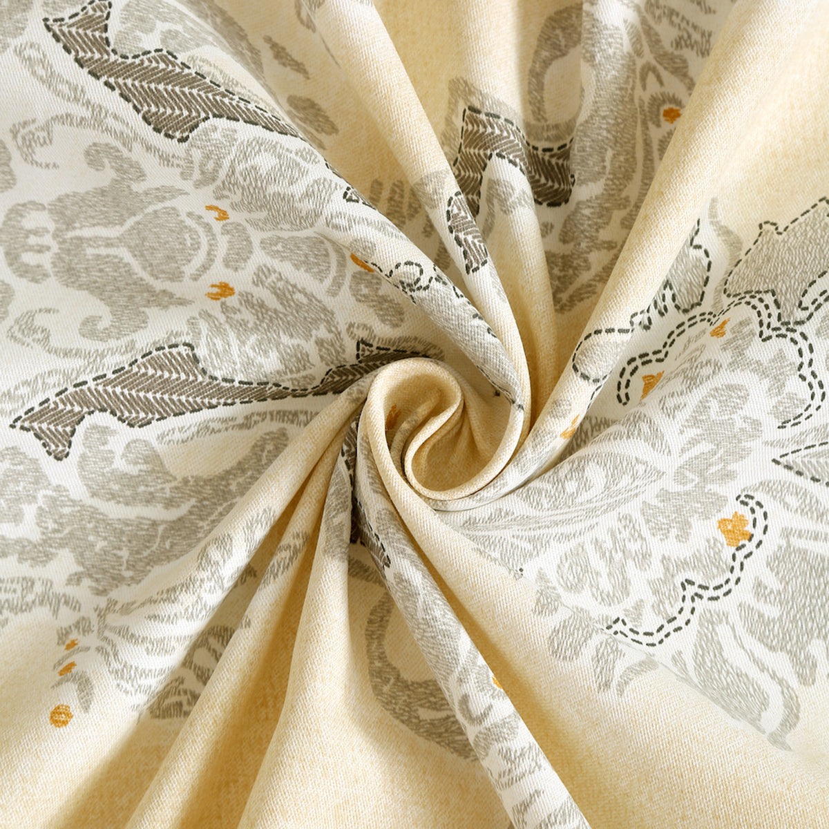 Ivory Damask Elegance 200 TC Pure Cotton Bedsheet Set with Pillow Cover