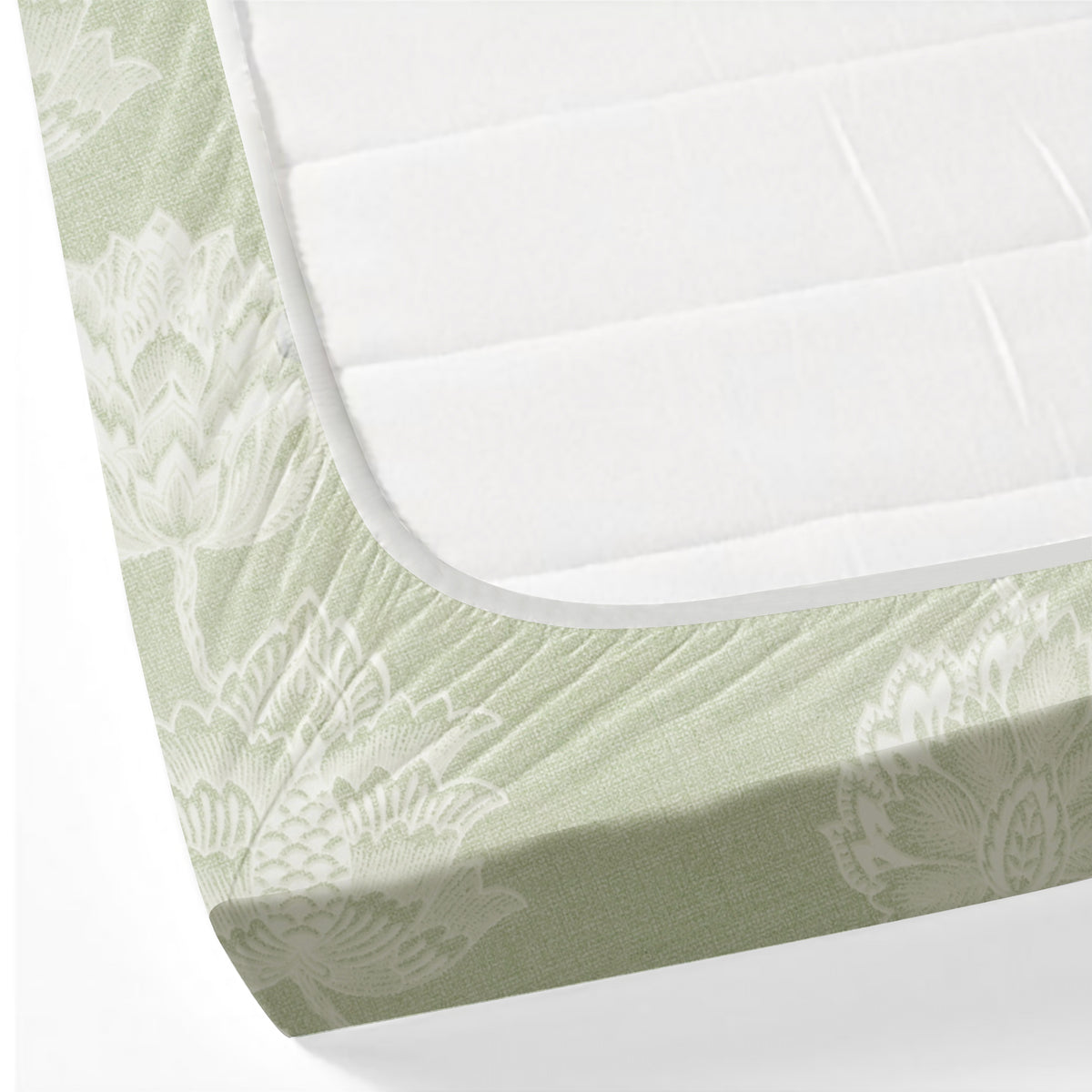 Mint Lotus Bloom 200 TC Pure Cotton Bedsheet Set with Pillow Cover