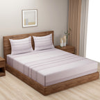 Lilac Whisper Stripe 200 TC Pure Cotton Bedsheet Set with Pillow Cover