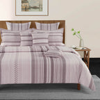 Lilac Whisper Stripe 200 TC Pure Cotton Bedsheet Set with Pillow Cover