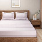 Lilac Whisper Stripe 200 TC Pure Cotton Bedsheet Set with Pillow Cover