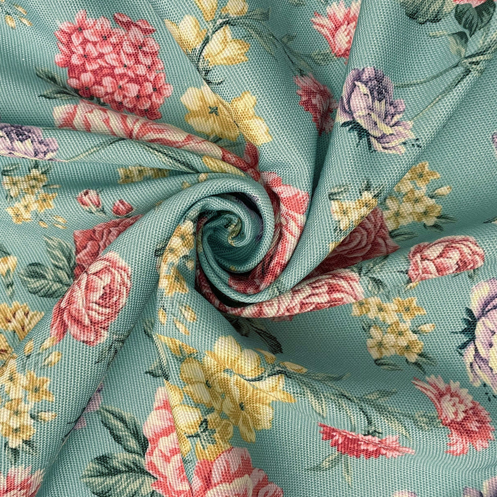Swayam Floral Printed Dining Table Cover - Aqua Green Multicolor
