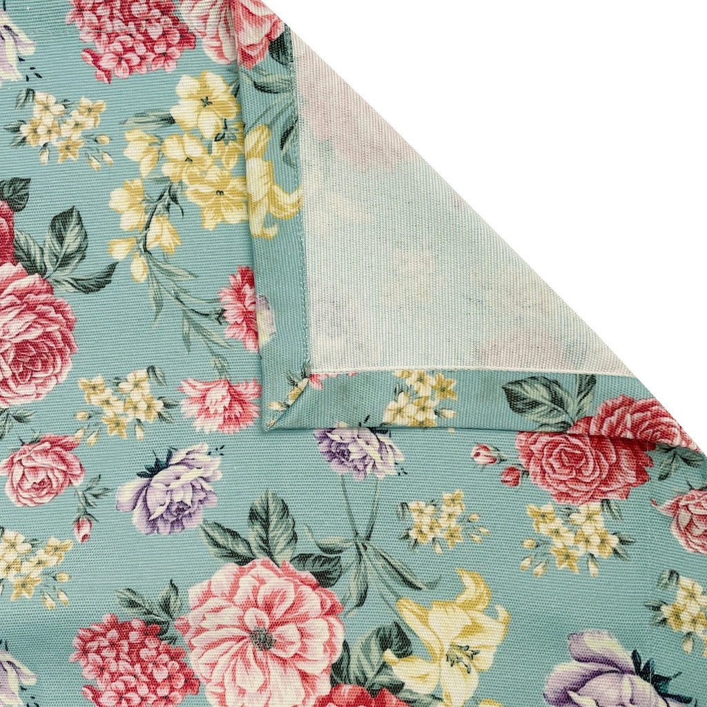 Swayam Floral Printed Dining Table Cover - Aqua Green Multicolor