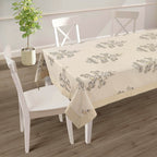 Premium Cotton Abstract Beige & Black Square 4 Seater Table Cover