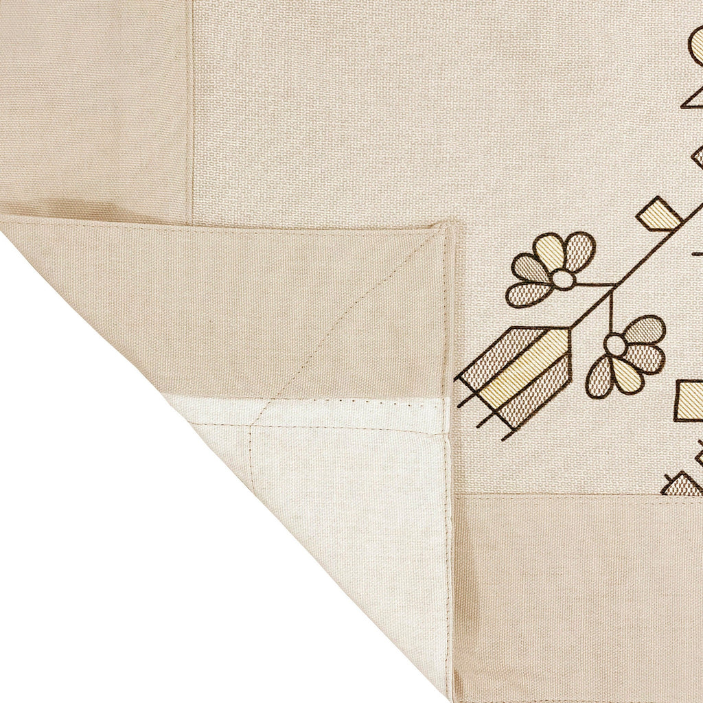 Premium Cotton Abstract Beige & Black Square 4 Seater Table Cover