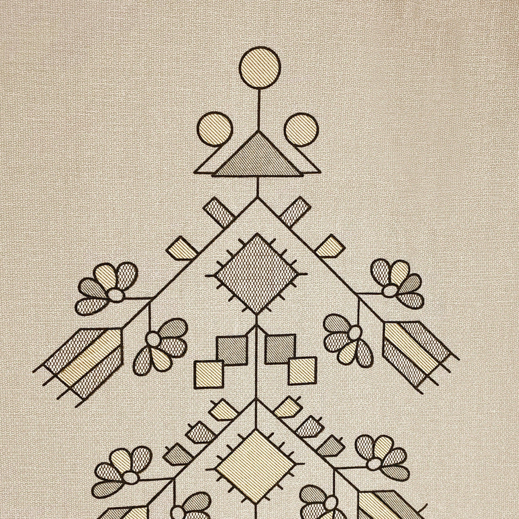 Premium Cotton Abstract Beige & Black Square 4 Seater Table Cover