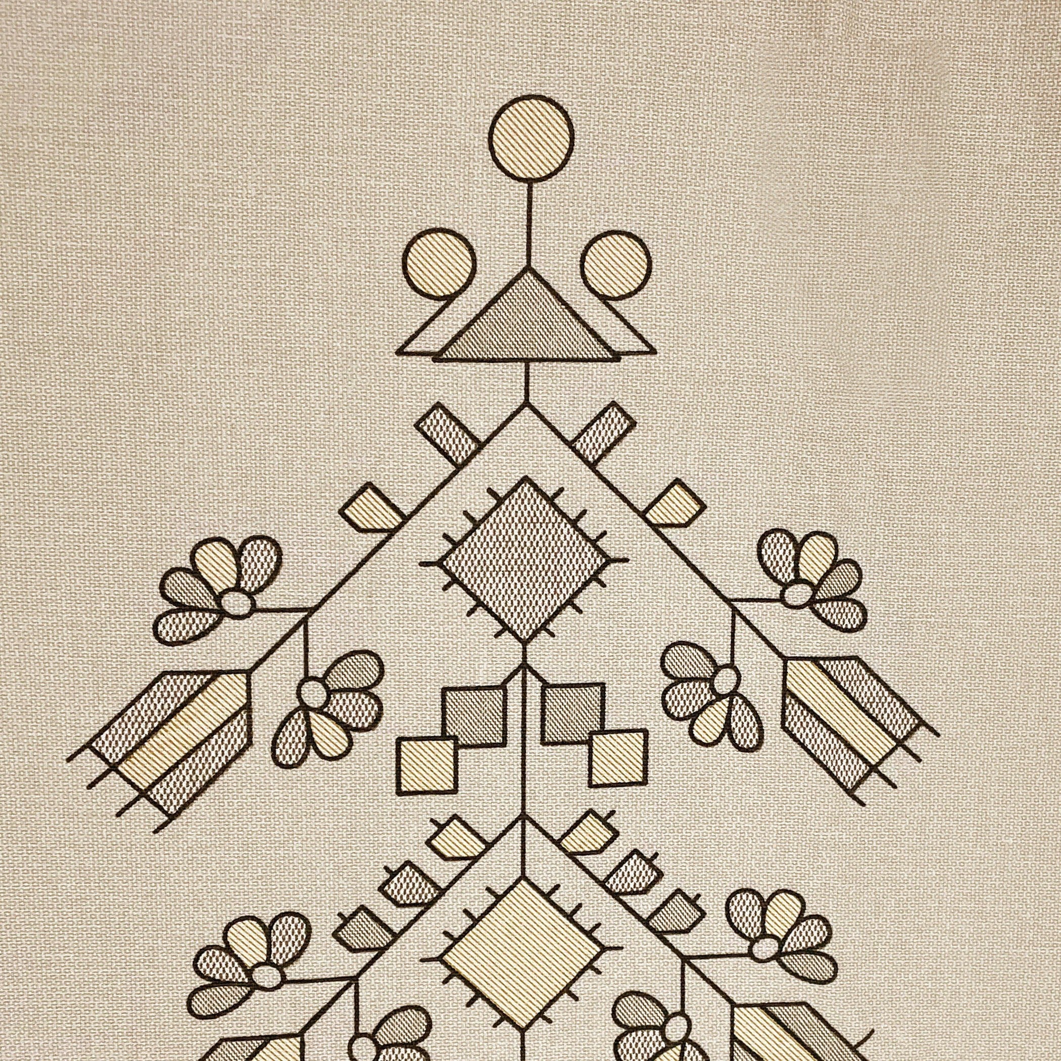 Premium Cotton Abstract Beige & Black Square 4 Seater Table Cover