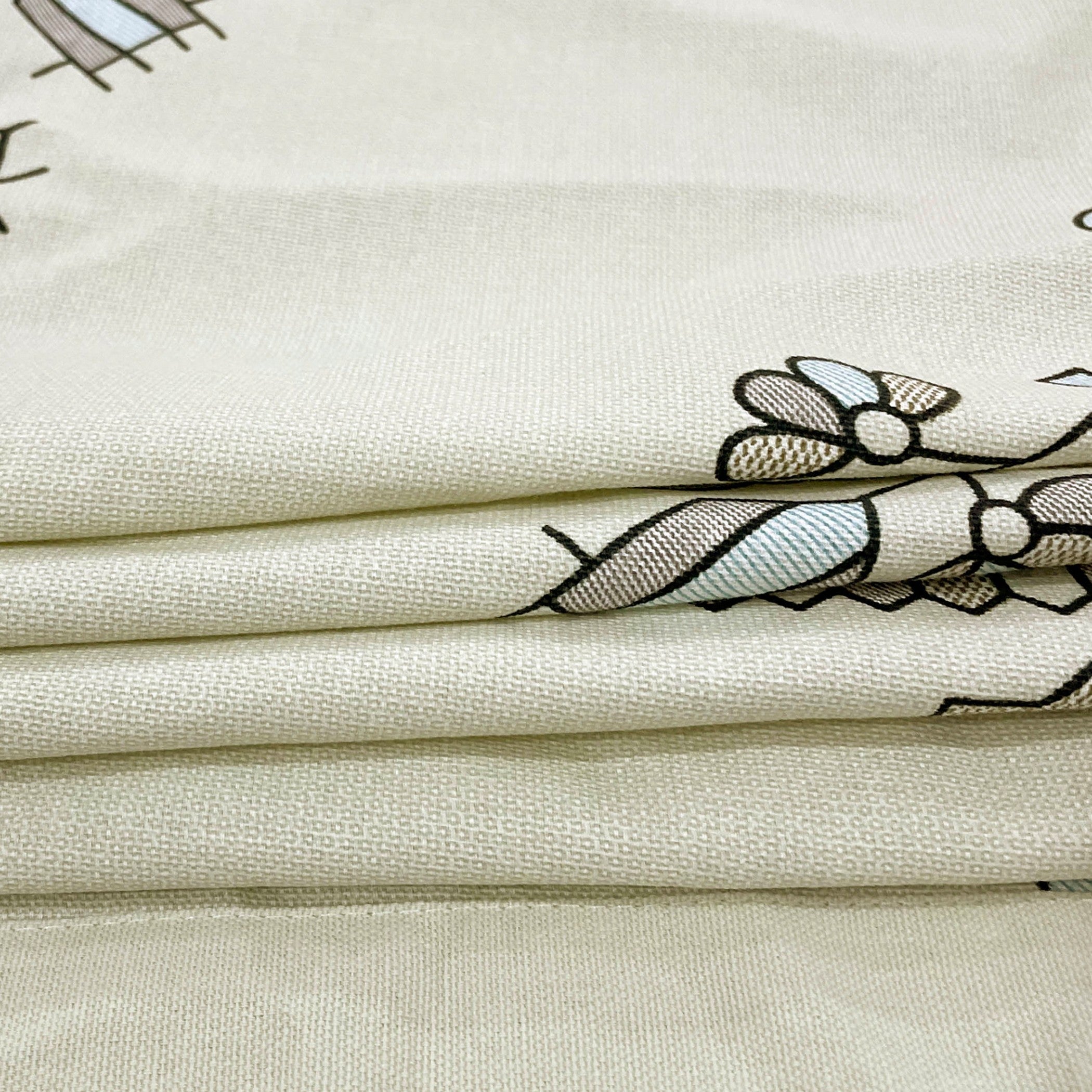 Premium Cotton Abstract Beige & Blue Square 4 Seater Table Cover