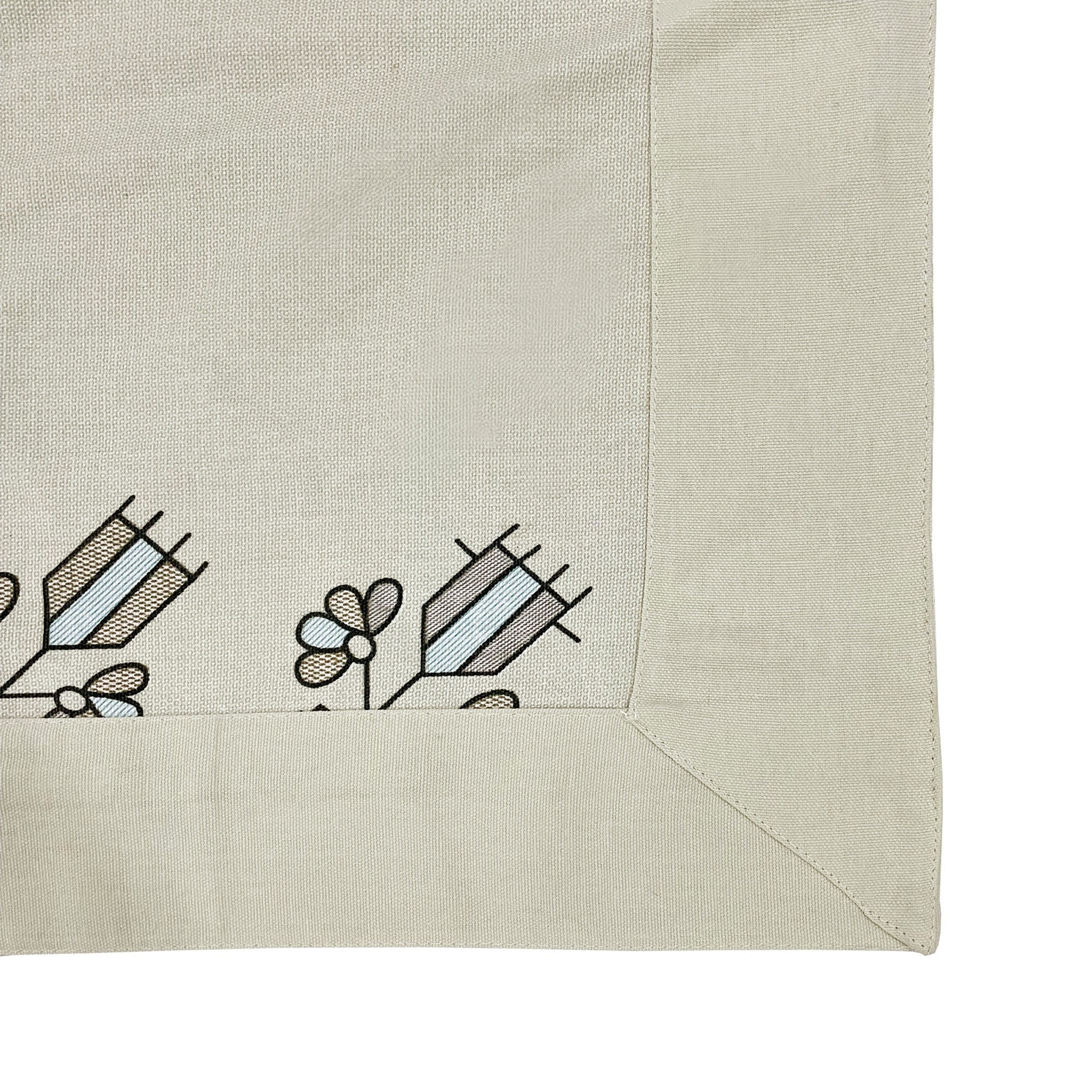 Premium Cotton Abstract Beige & Blue Square 4 Seater Table Cover