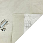 Premium Cotton Abstract Beige & Blue Square 4 Seater Table Cover