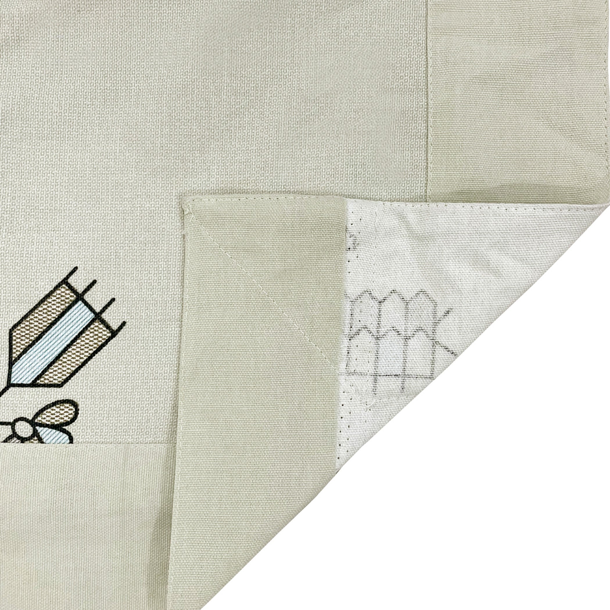 Premium Cotton Abstract Beige & Blue Square 4 Seater Table Cover