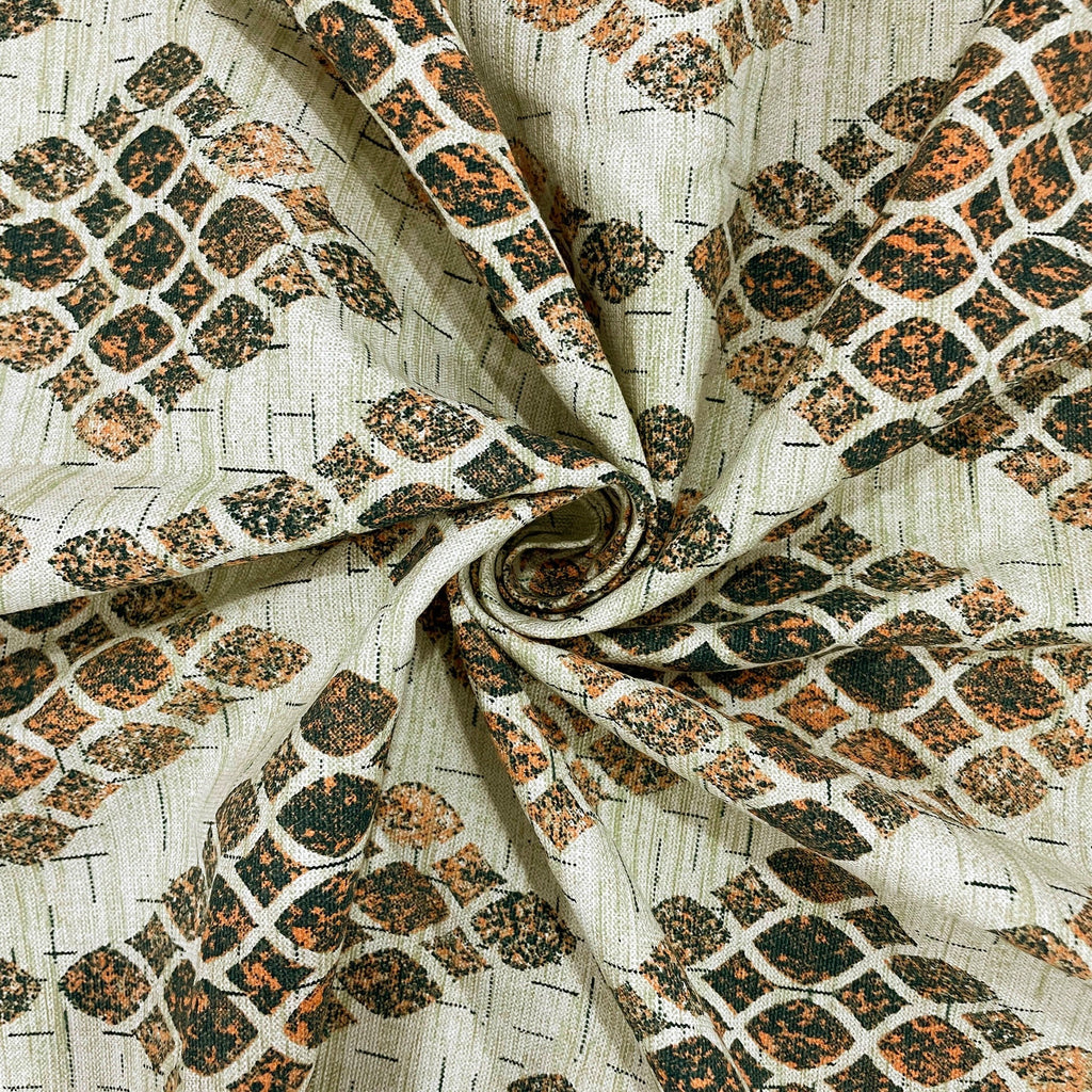 Premium Cotton Geometric Green & Brown Square 4 Seater Table Cover