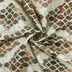 Premium Cotton Geometric Green & Brown Square 4 Seater Table Cover