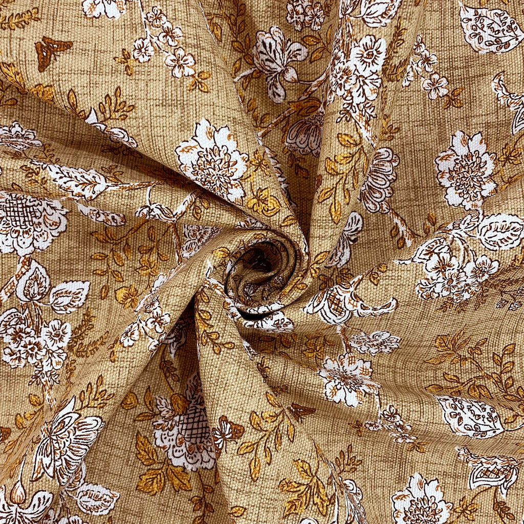 Premium Cotton Floral Mustard Square 4 Seater Table Cover