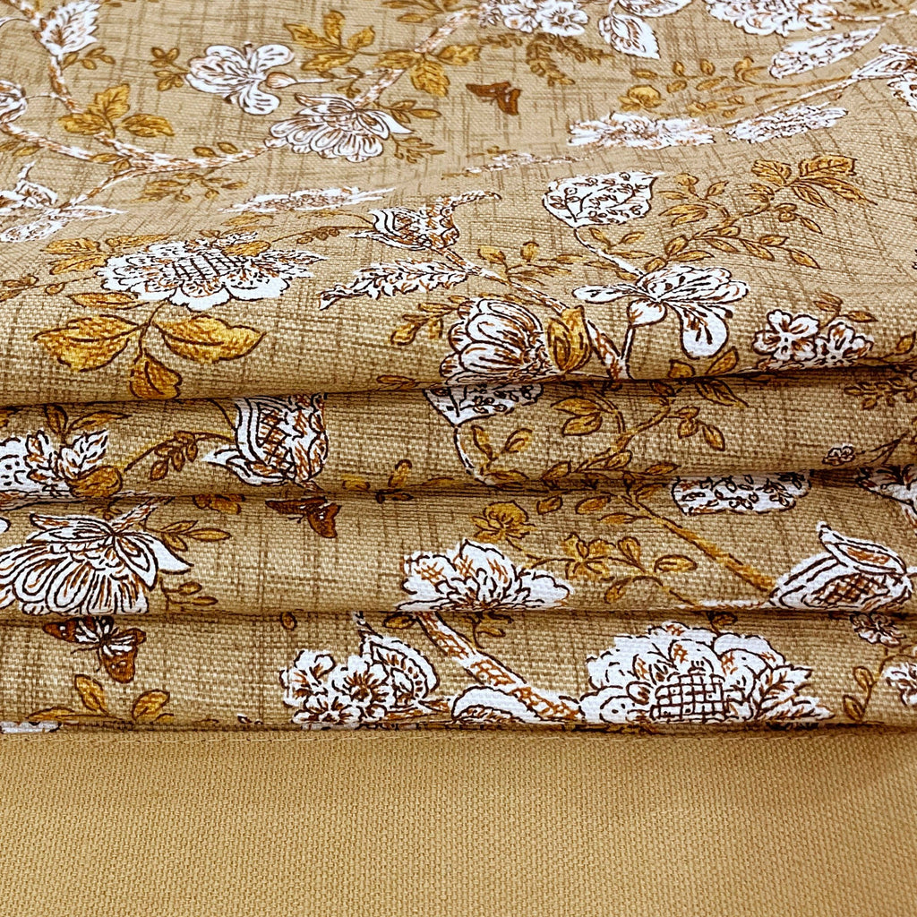 Premium Cotton Floral Mustard Square 4 Seater Table Cover