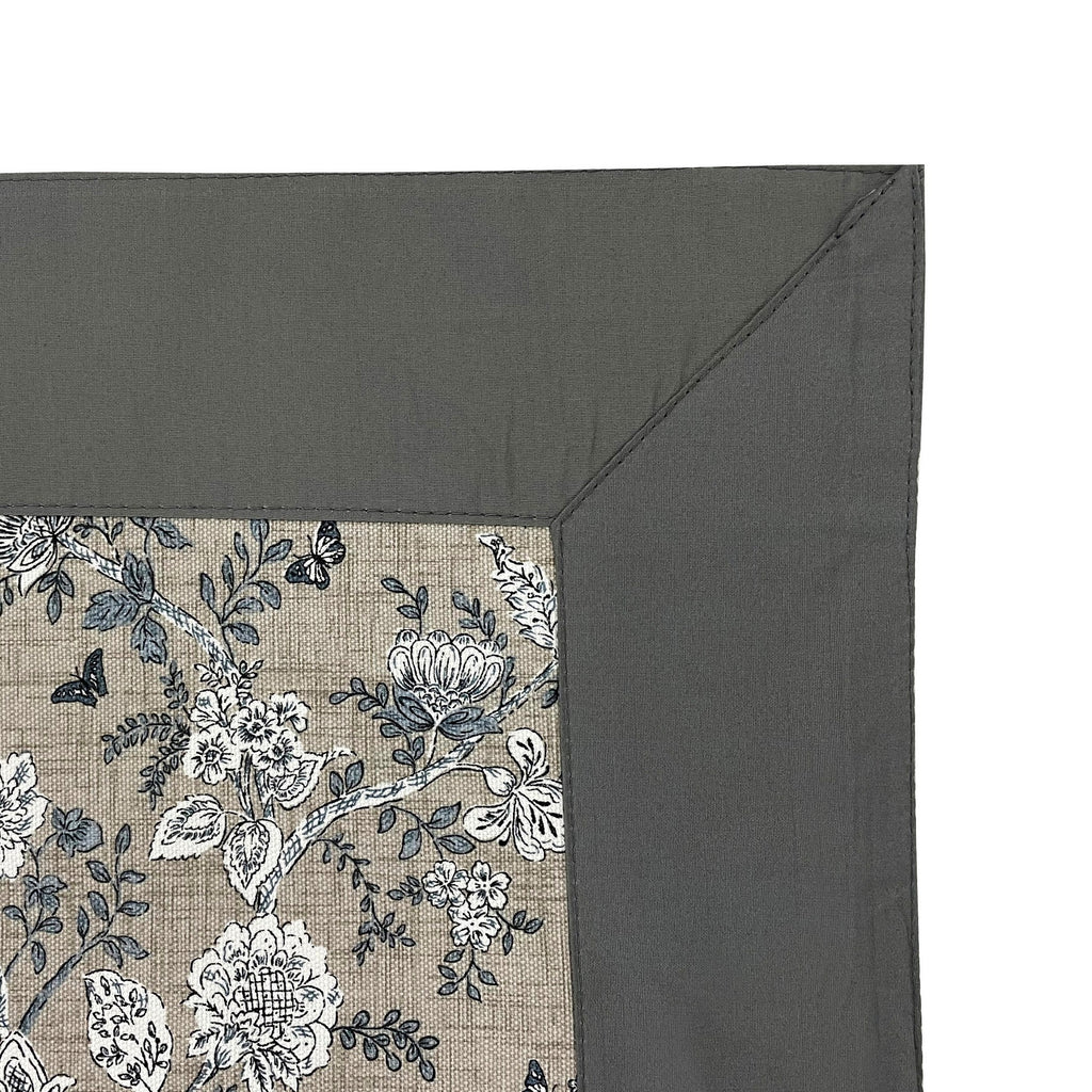 Premium Cotton Floral Grey Square 4 Seater Table Cover