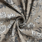 Premium Cotton Floral Grey Square 4 Seater Table Cover