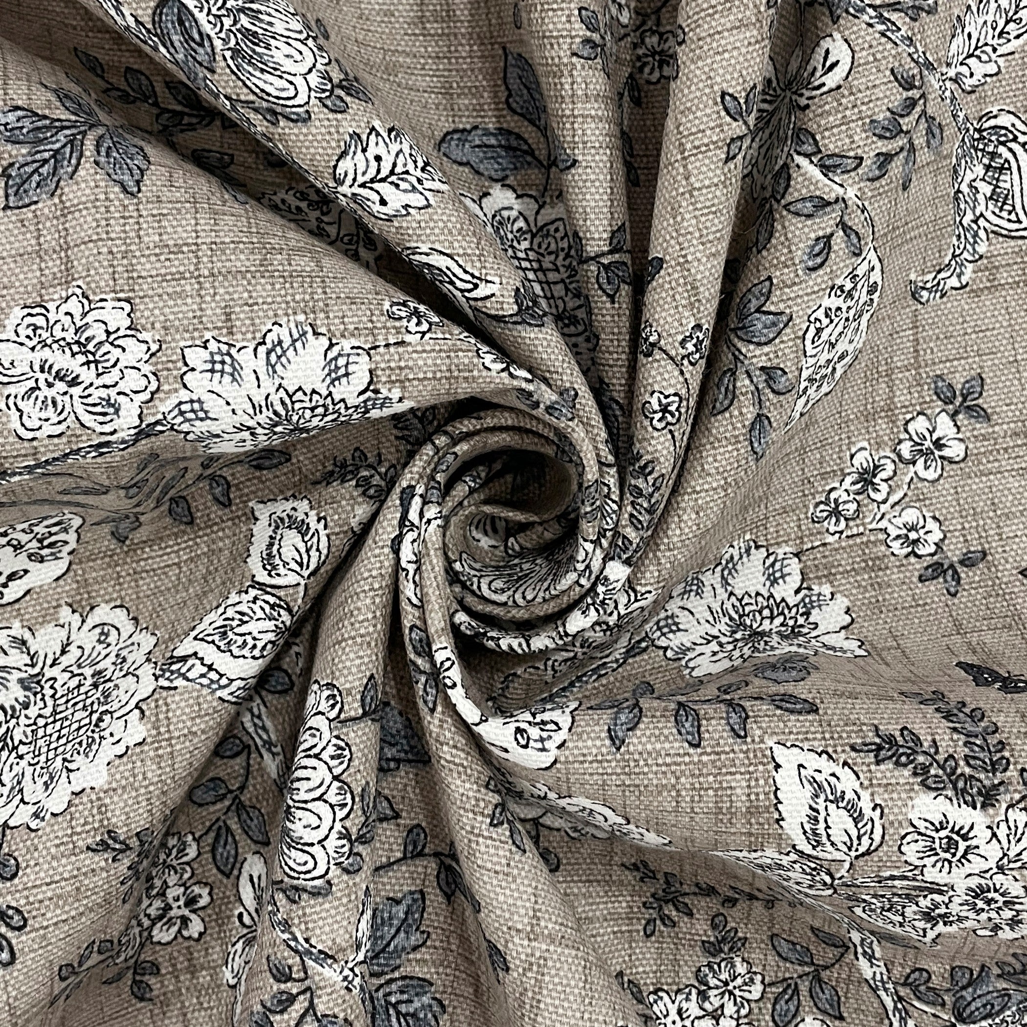 Premium Cotton Floral Grey Square 4 Seater Table Cover