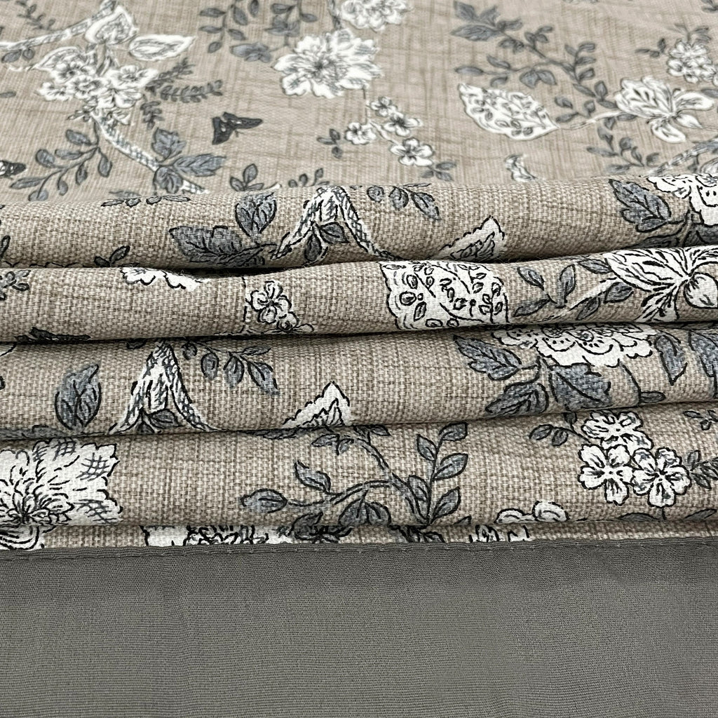 Premium Cotton Floral Grey Square 4 Seater Table Cover