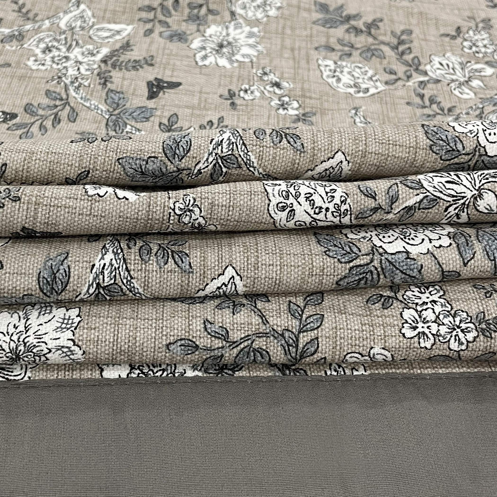 Premium Cotton Floral Grey Square 4 Seater Table Cover