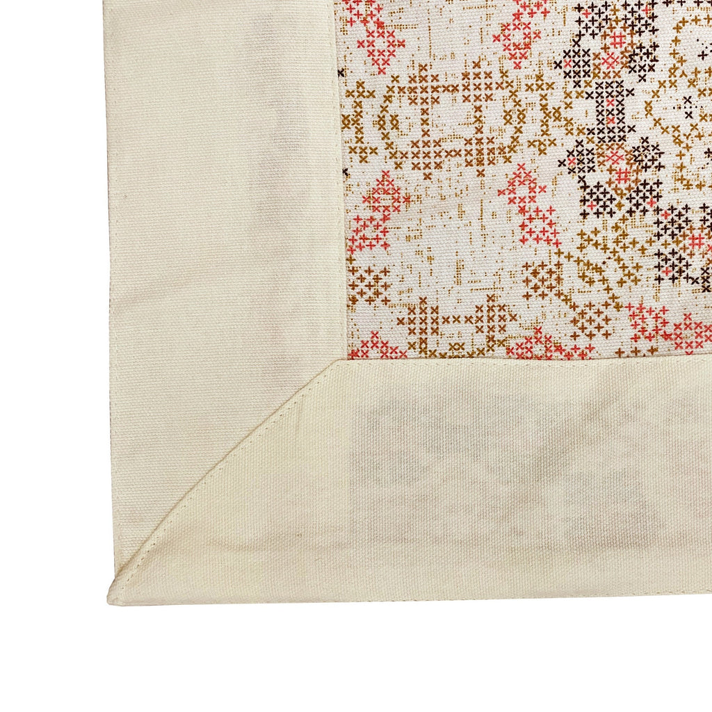 Premium Cotton Ethnic Beige Square 4 Seater Table Cover