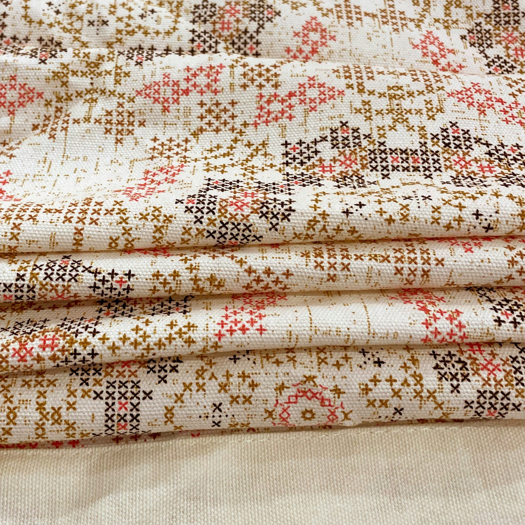 Premium Cotton Ethnic Beige Square 4 Seater Table Cover