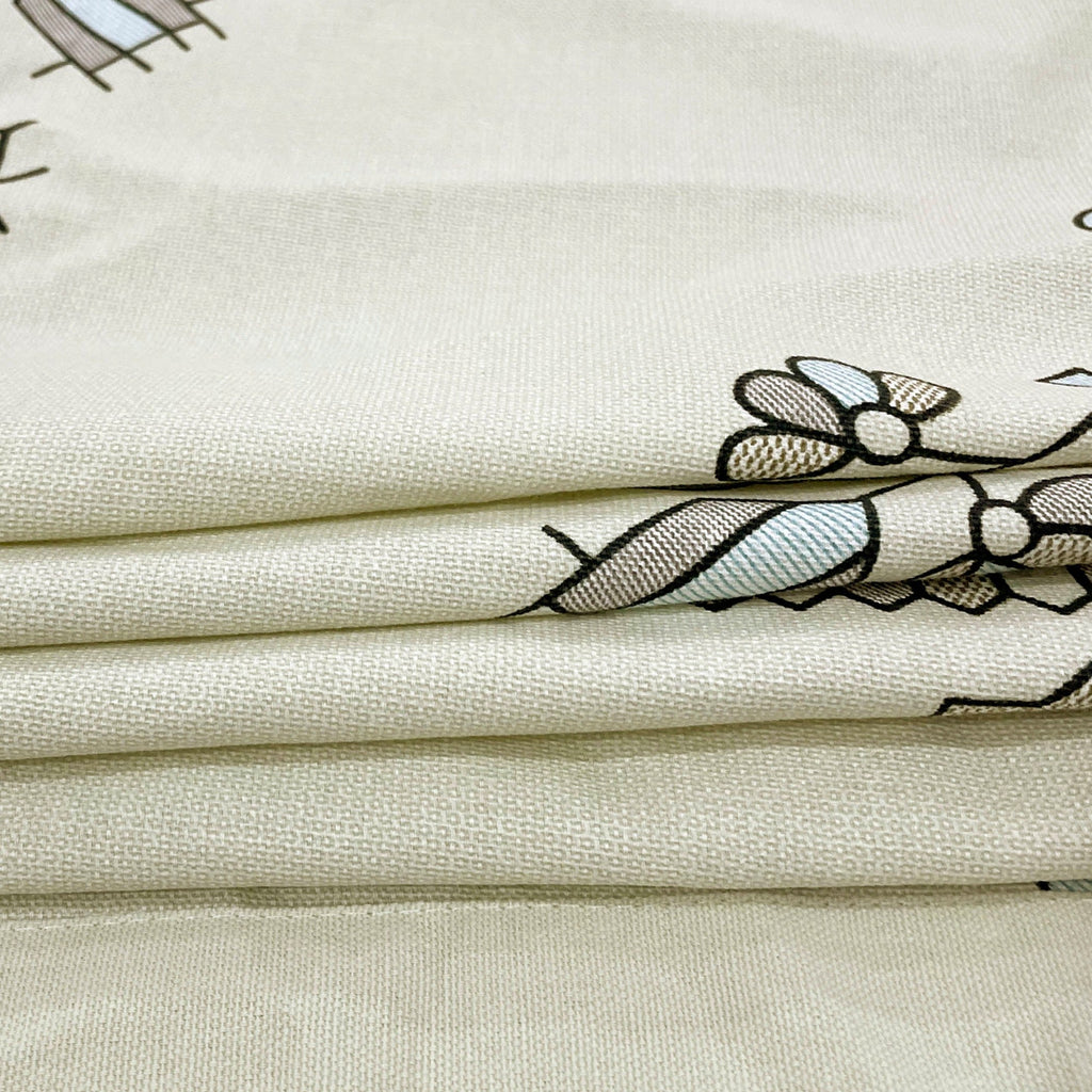 Premium Cotton Abstract Beige & Blue Rectangular 6 Seater Table Cover