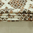 Premium Cotton Geometric Green & Brown Rectangular 6 Seater Table Cover