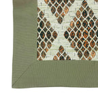 Premium Cotton Geometric Green & Brown Rectangular 6 Seater Table Cover