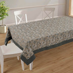 Premium Cotton Floral Grey Rectangular 6 Seater Table Cover