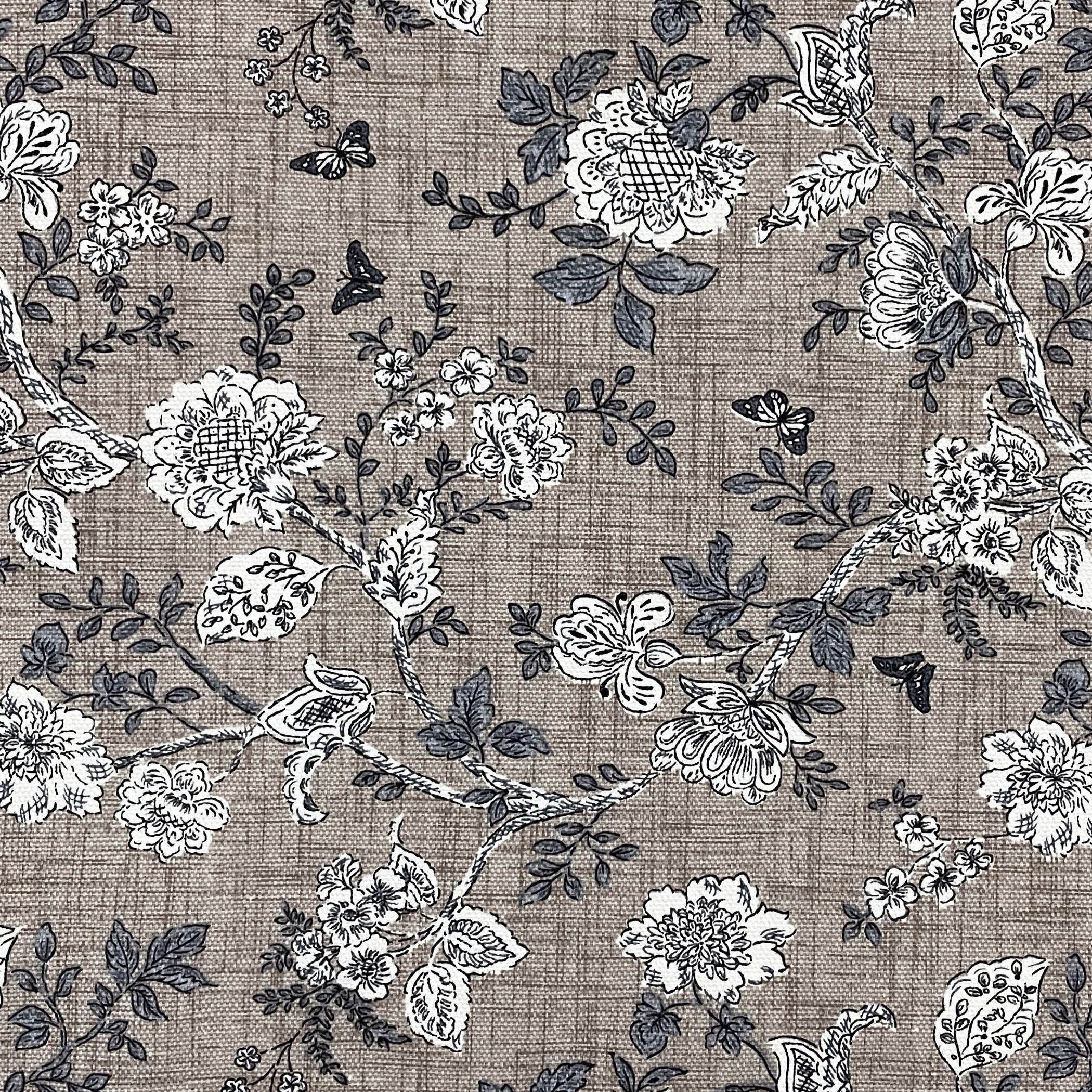 Premium Cotton Floral Grey Rectangular 6 Seater Table Cover