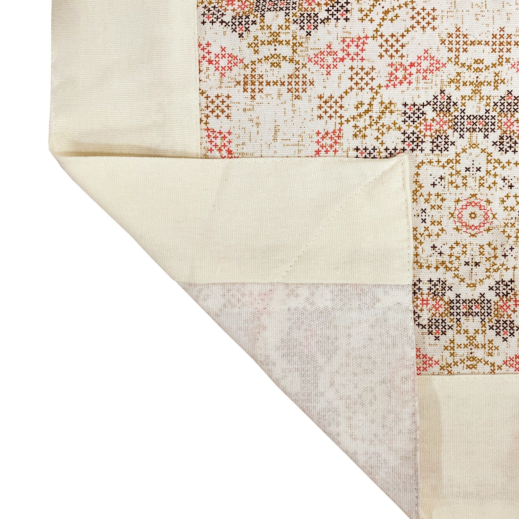 Premium Cotton Ethnic Beige Rectangular 6 Seater Table Cover