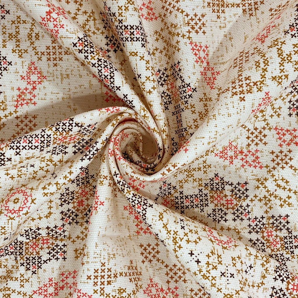 Double Bed in a Bag Beige Pure Cotton, Ethnic Print Bedding Set