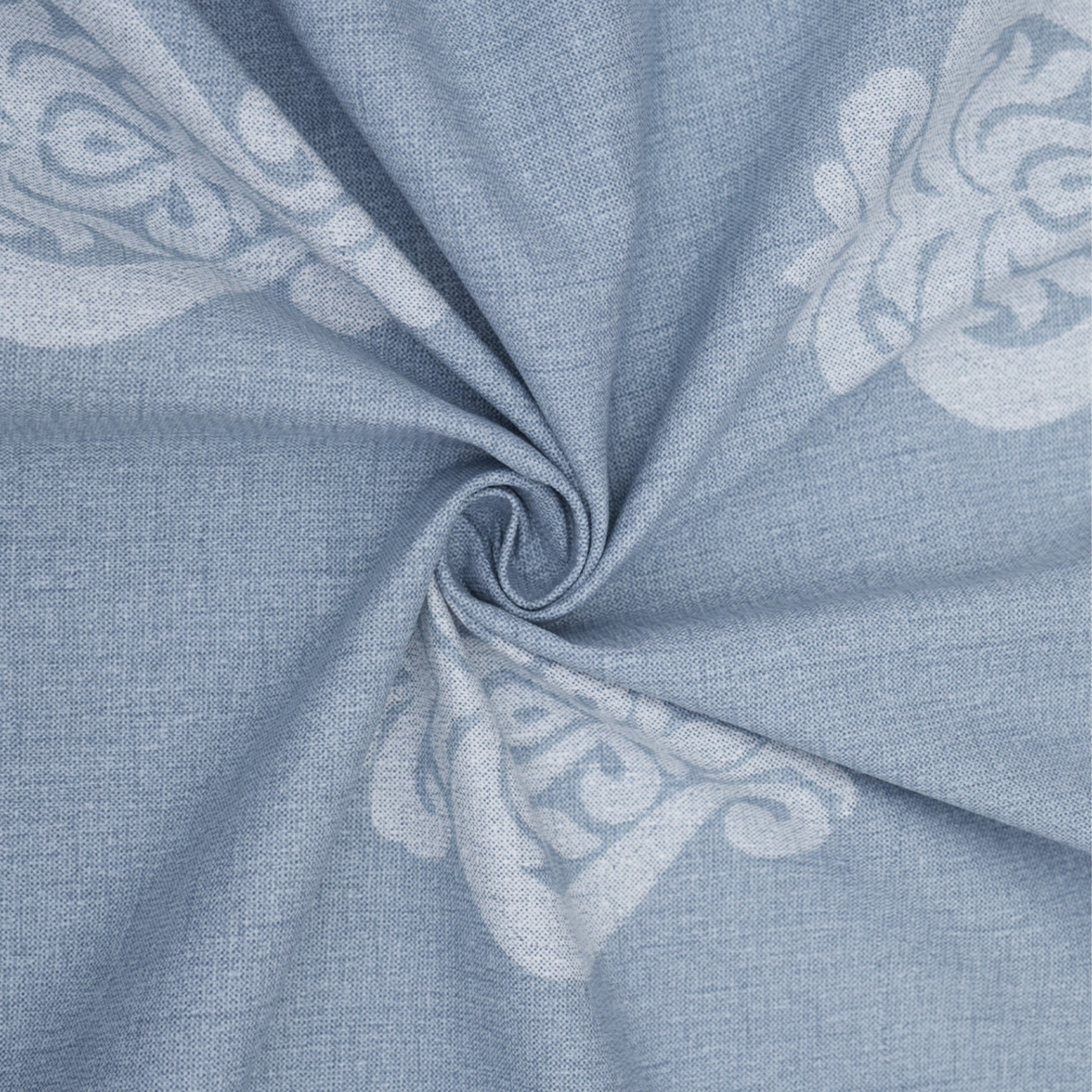 Premium Cotton Motif Light Blue Rectangular 6 Seater Table Cover