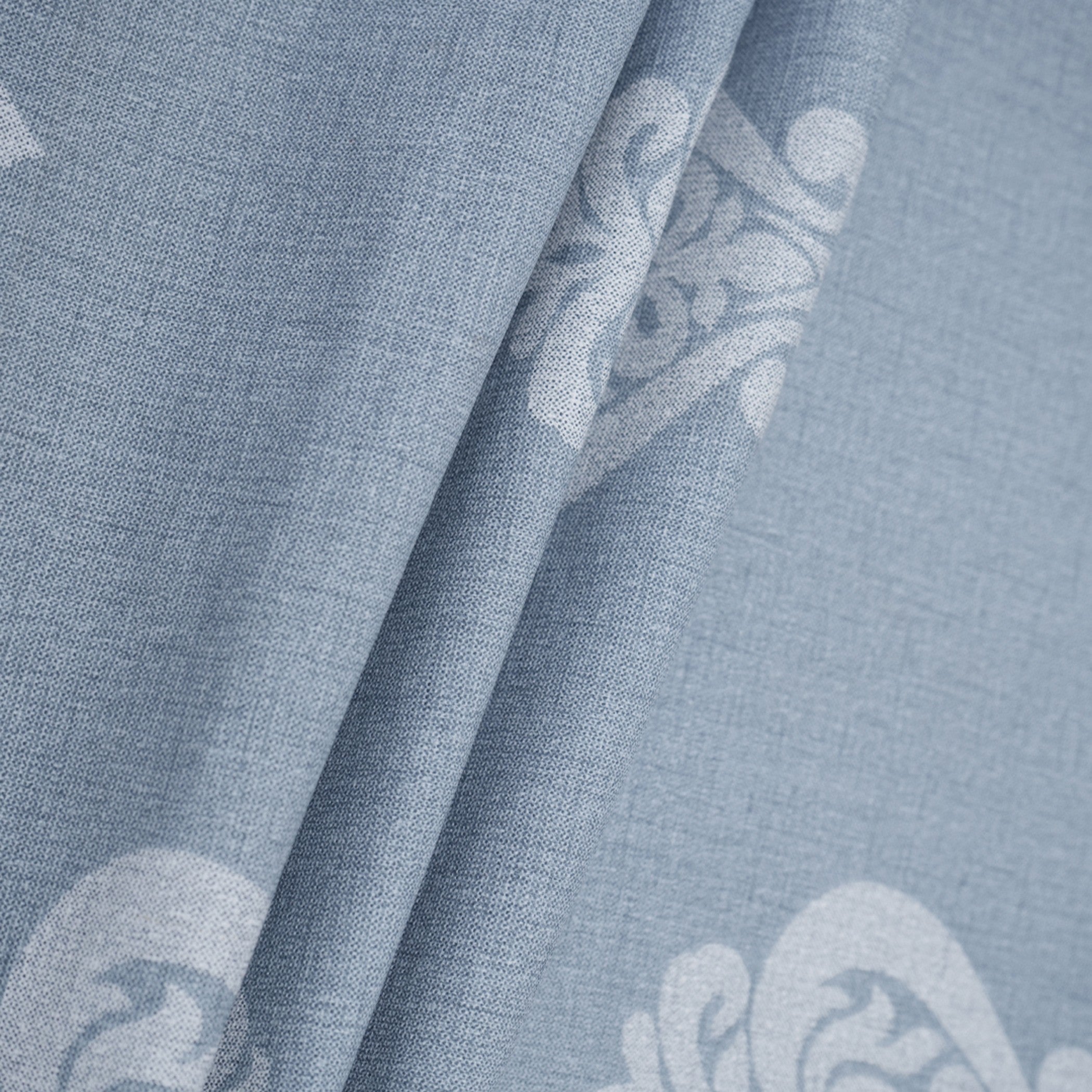 Premium Cotton Motif Light Blue Rectangular 6 Seater Table Cover