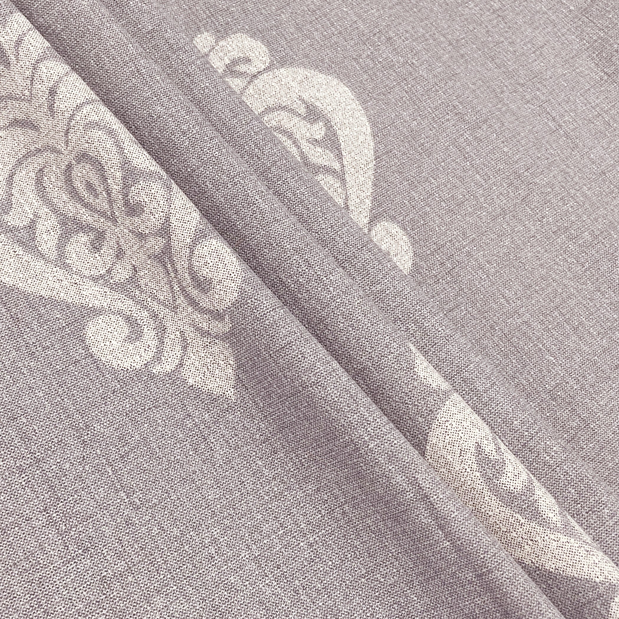 Premium Cotton Motif Taupe Rectangular 6 Seater Table Cover