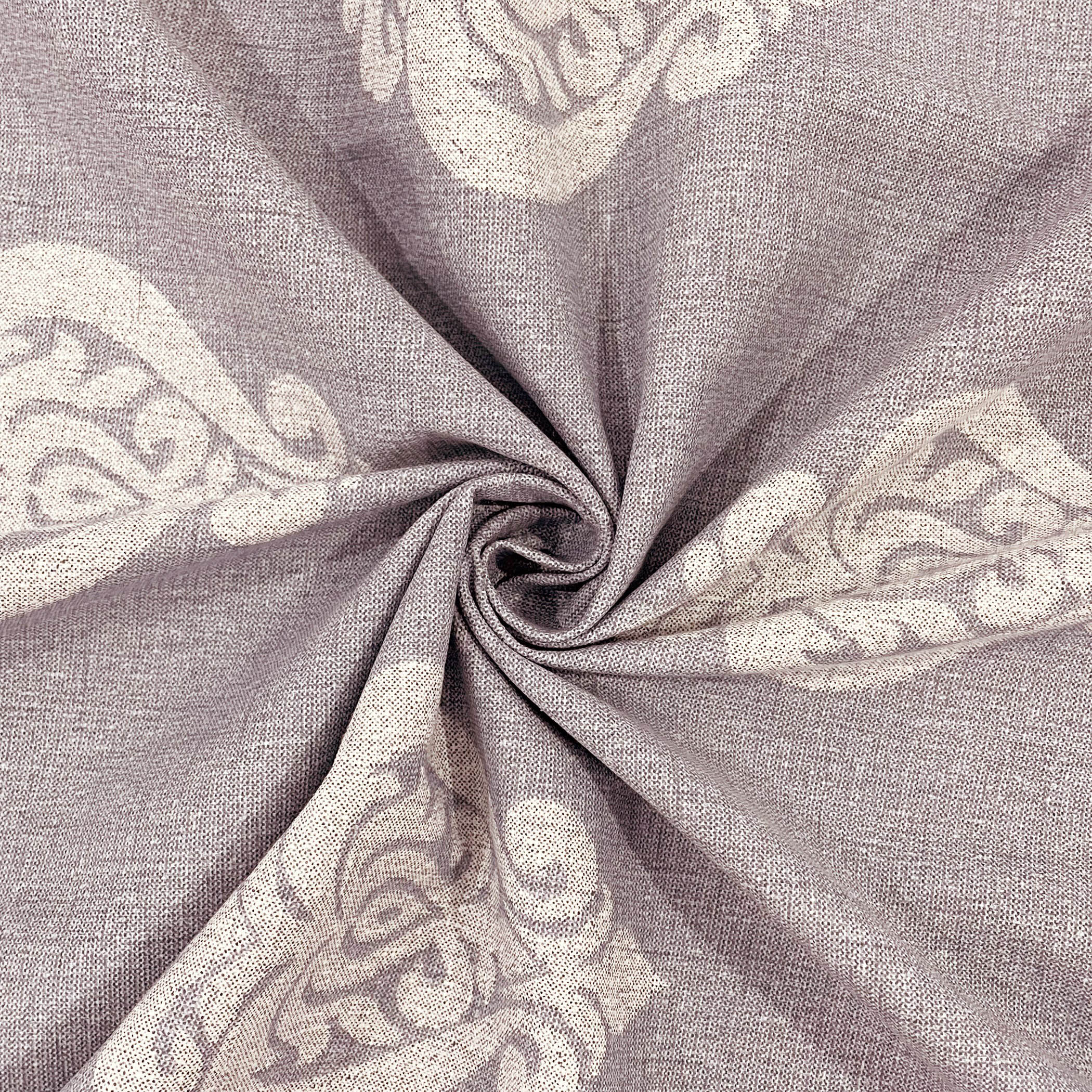 Premium Cotton Motif Taupe Rectangular 6 Seater Table Cover