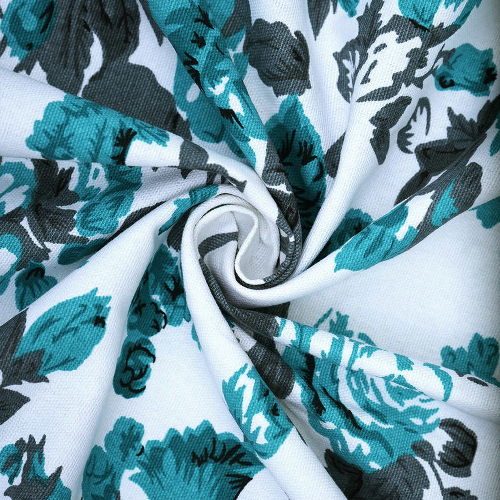 Premium Cotton Printed Teal Rectangular 6 Seater Table Cover