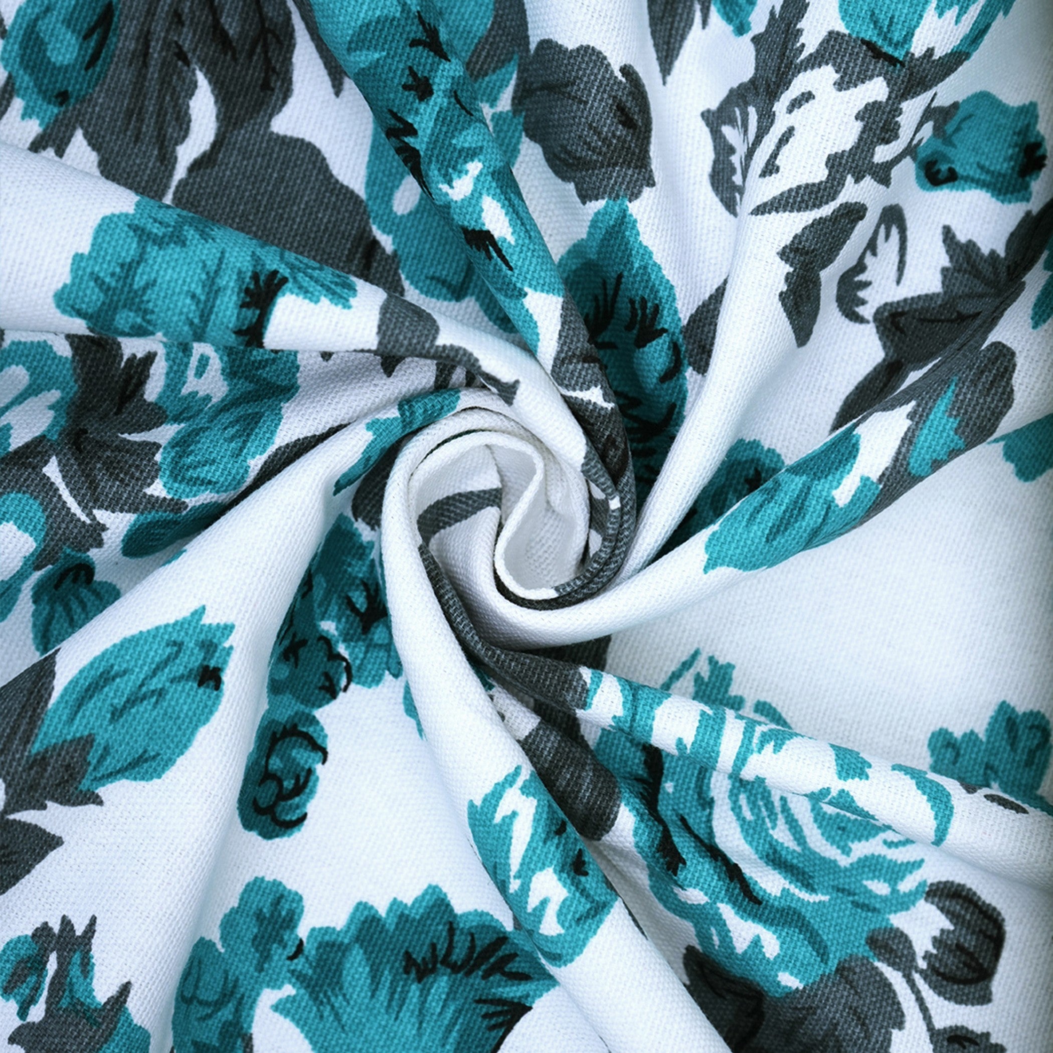 Premium Cotton Printed Teal Rectangular 6 Seater Table Cover