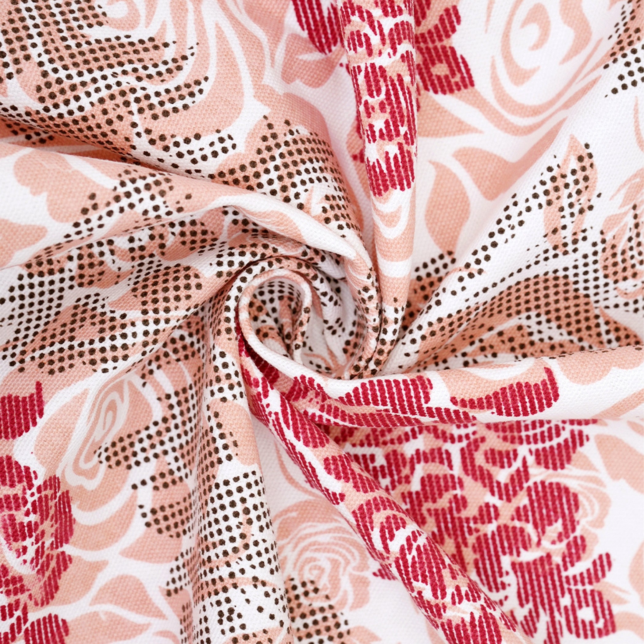 Premium Cotton Motif Beige Rectangular 6 Seater Table Cover